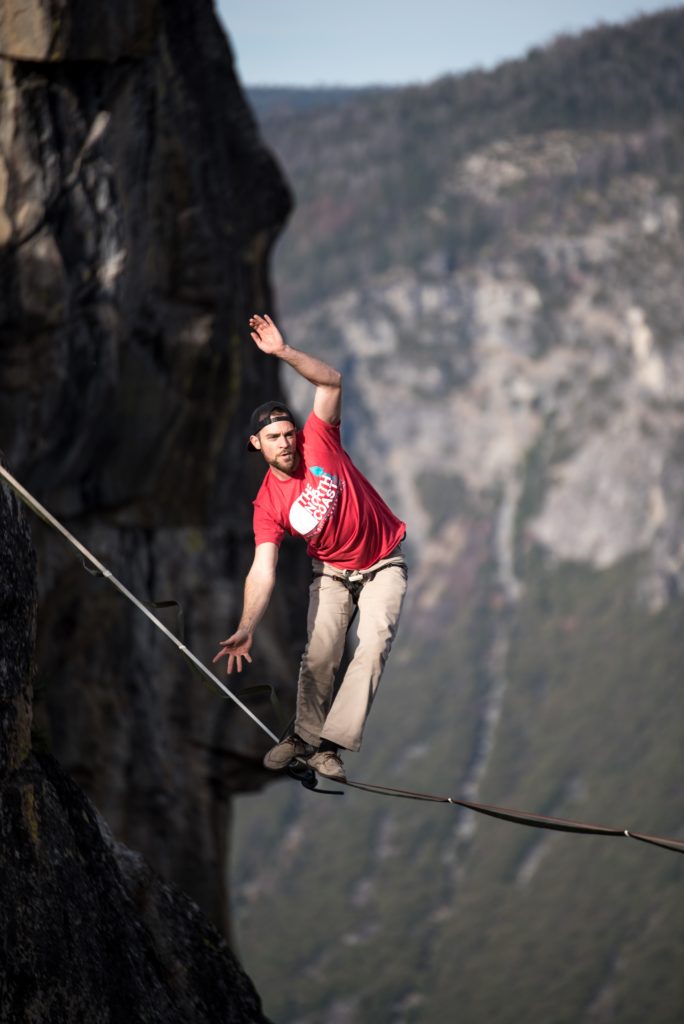Man on a tightrope