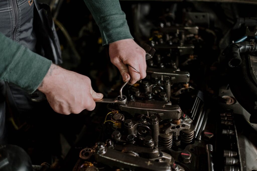 Mechanic repairing a car's engine